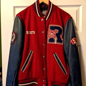 Vintage Roots Made in Canada Leather/Wool Varsity Jacket